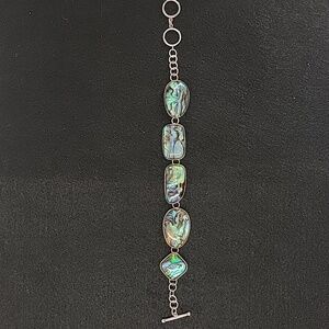 Abalone Shell Bracelet Set In Sterling Silver Mountings